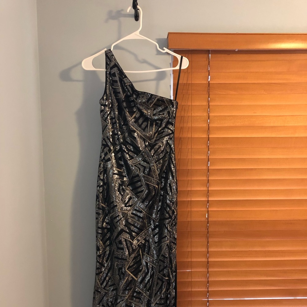 Black and silver evening gown